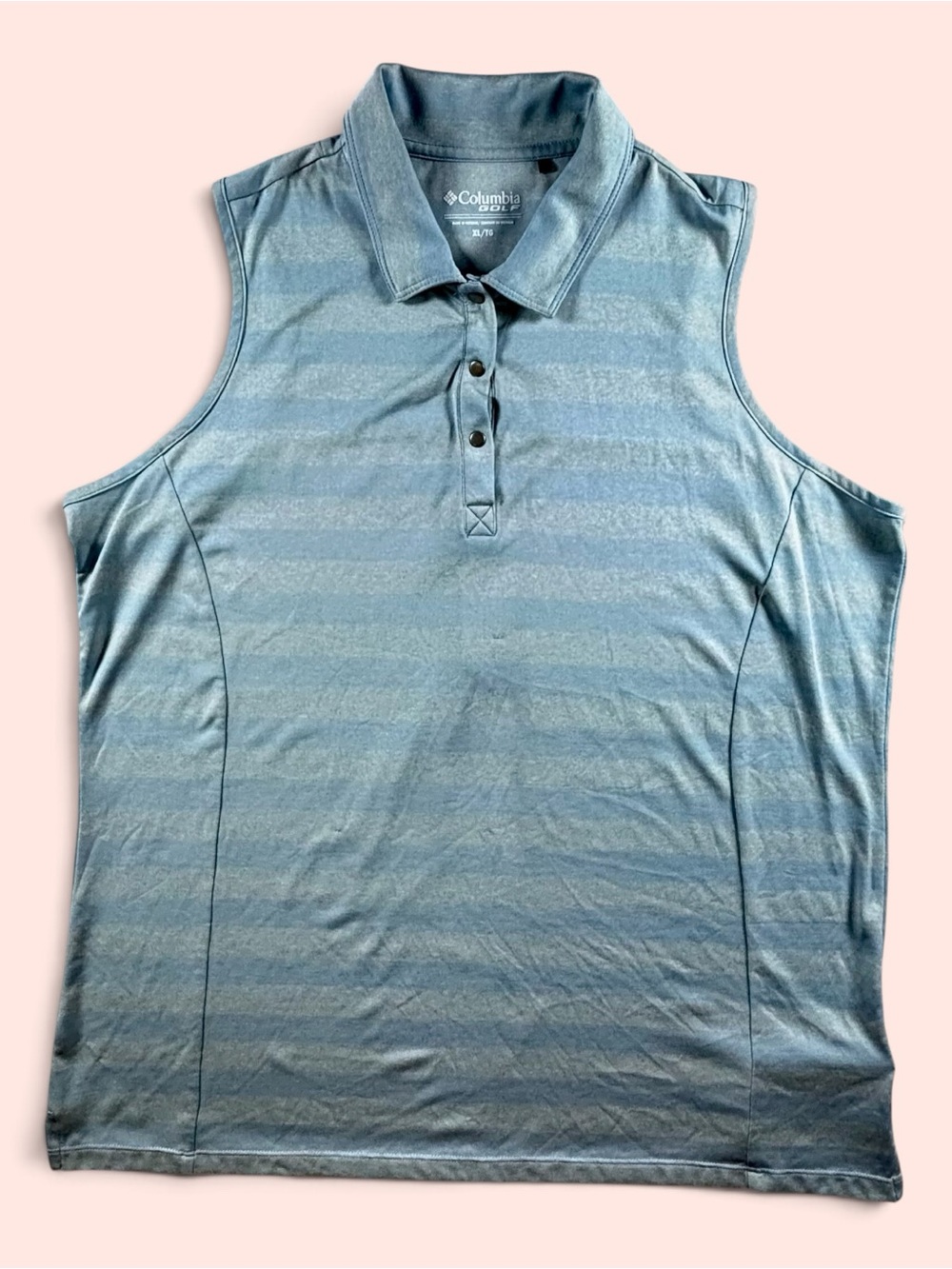 Columbia Golf Women’s XL Blue Striped Sleeveless Polo Performance Top